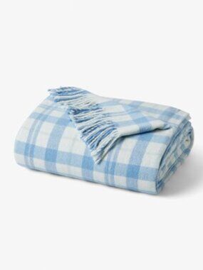 NEW NWT LOVESHACKFANCY BLUE PLAID COTTON BLANKET $150